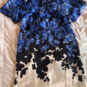 Ann Taylor Black, Blue & White Floral Dress